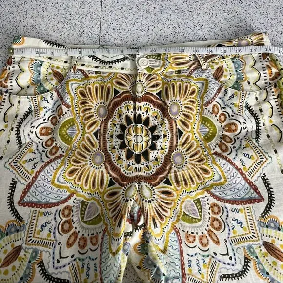 Zara Linen Blend Abstract Paisley Mini Flare Trouser Pant Women’s Size XL - Picture 8 of 14